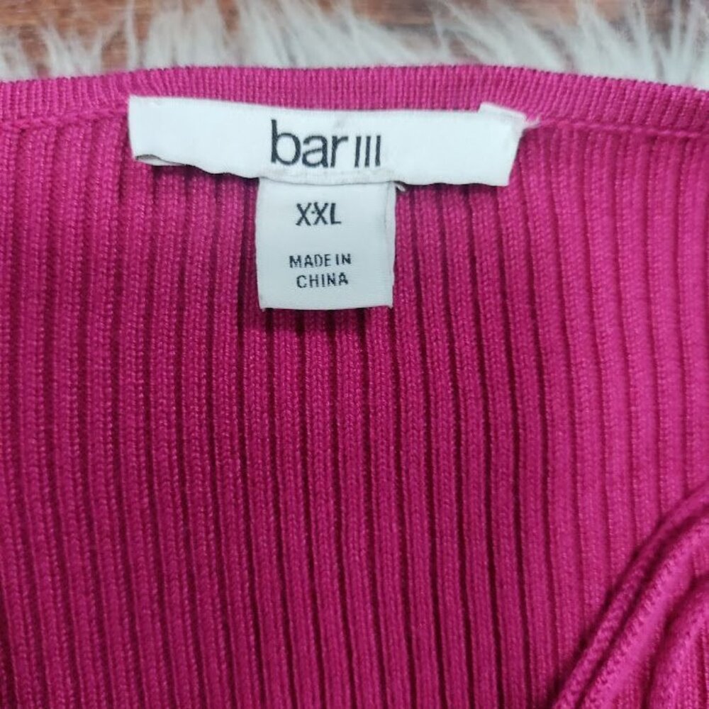 Bar III Womens Fuchsia Ribbed Knit Cutout Sweater Dress XXL - Picture 2 of 9